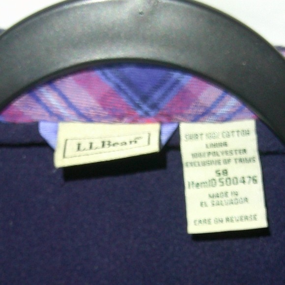 LL Bean Kids Hooded Flannel Shacket Blue Pink Plaid Long Sleeve‎ Casual Top - Picture 3 of 3